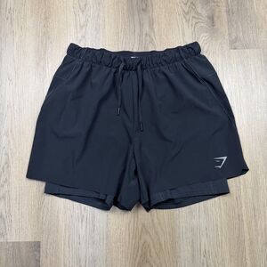 Gymshark Shorts Mens XL Black Lined Running Zip Pockets Athletic 5 Inches
